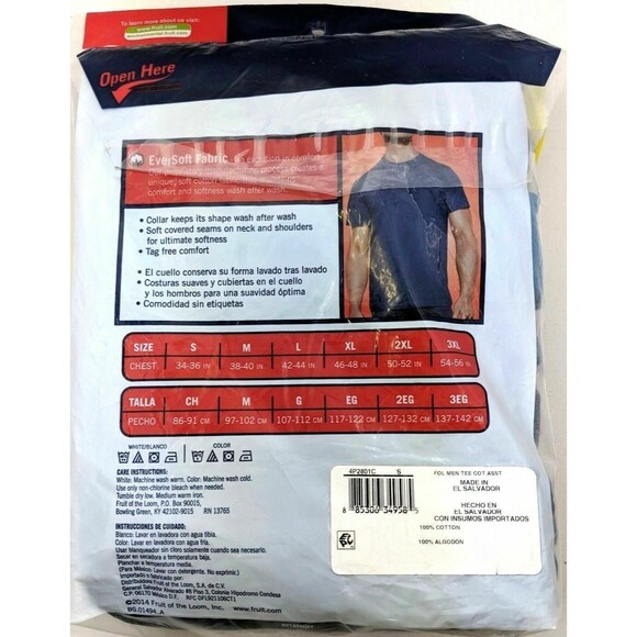FRUIT OF THE LOOM T-Shirts  Men's S 34-36  NWT  Crewneck 4-pk Tees  Blue/Gray - Picture 2 of 4